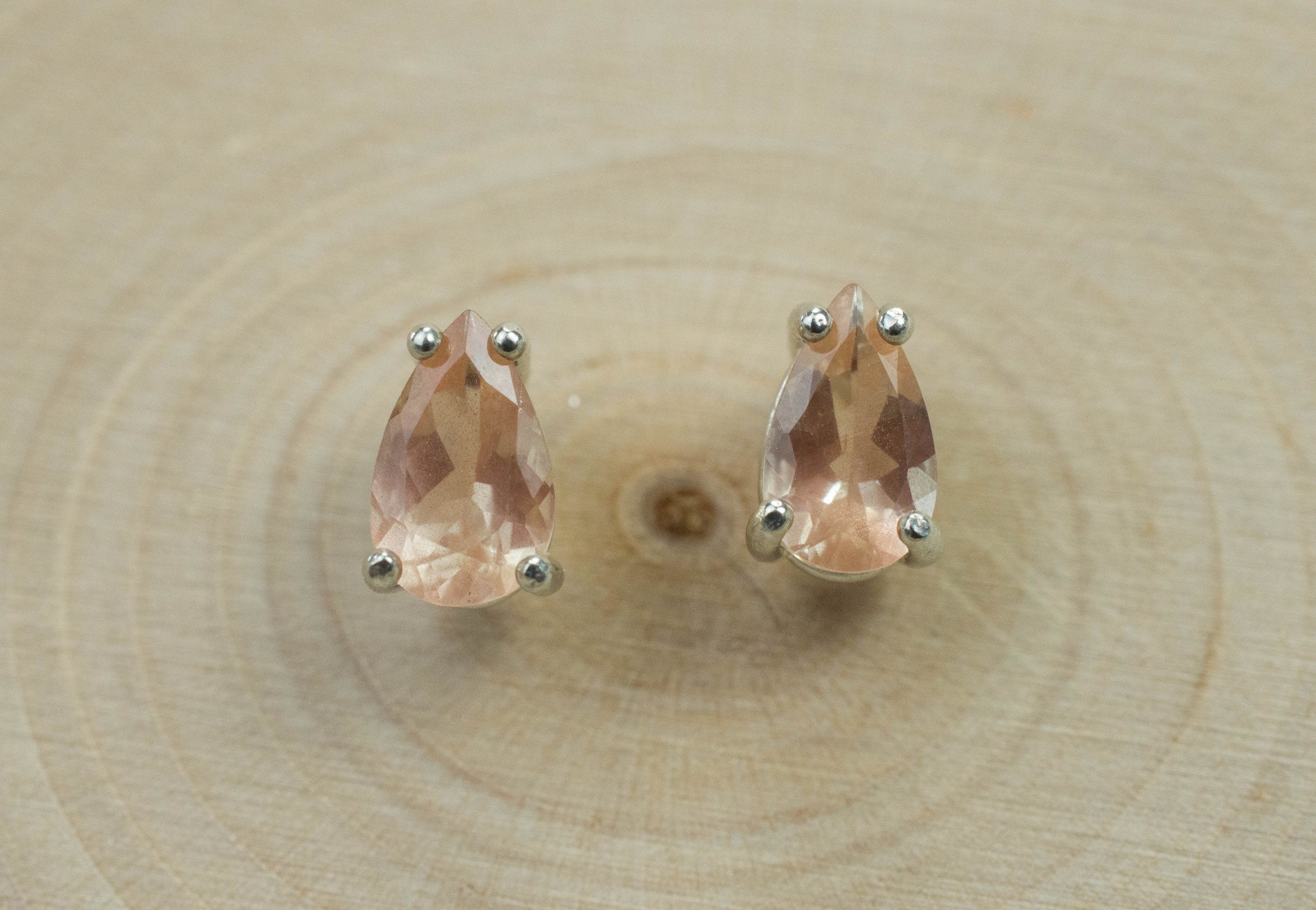 Oregon Sunstone Earrings; Natural Untreated USA Sunstone; 1.265cts - Mark Oliver Gems